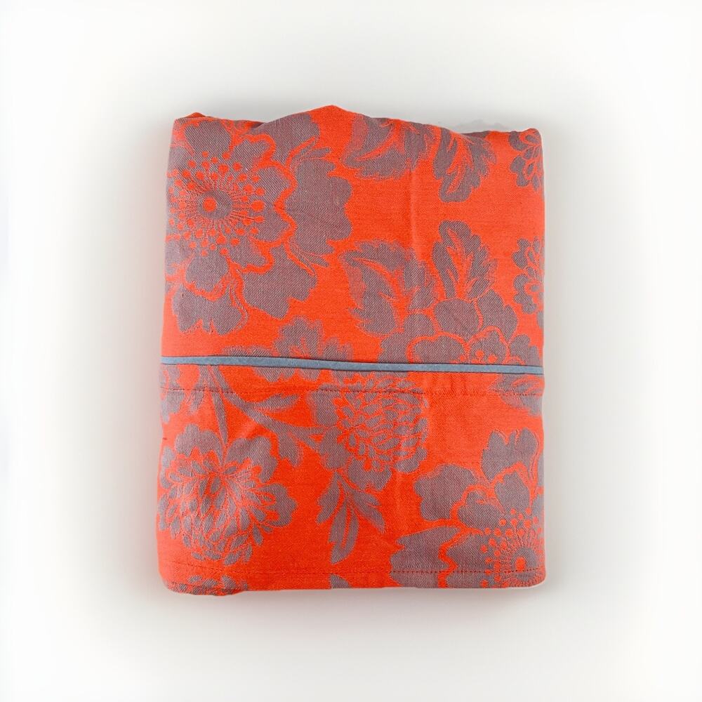 NWT Anthropologie Magnolia Jacquard Tablecloth Red Blue Cotton 72x120 Rectangle